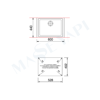 Bocchi Trento 600X400 Tezgahaltı Avena Granit Eviye - BOCCHI (1)