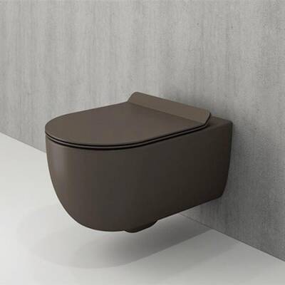 Bocchi V-tondo Rimless Asma Klozet Kanalsız Kapak Hariç Mat Kahverengi 1416-025-0128 - BOCCHI (1)