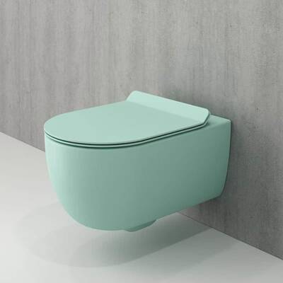 Bocchi V-tondo Rimless Asma Klozet Kanalsız Kapak Hariç Mat Mint Yeşil 1416-033-0128 - BOCCHI (1)