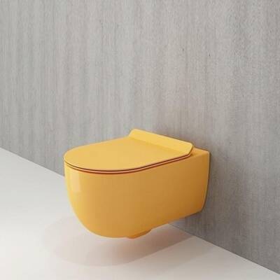Bocchi V-tondo Rimless Asma Klozet Kanalsız Kapak Hariç Parlak Mandalina Sarısı 1416-021-0128 - BOCCHI (1)