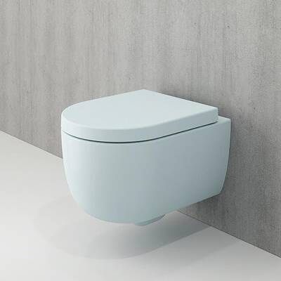 Bocchi V-Tondo Rimless Asma Klozet Kanalsız Kısa Kapak Hariç Mat Buz Mavisi 1417-029-0128 - BOCCHI (1)