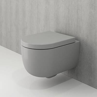 Bocchi V-Tondo Rimless Asma Klozet Kanalsız Kısa Kapak Hariç Mat Gri 1417-006-0128 - BOCCHI (1)