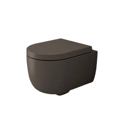 Bocchi V-Tondo Rimless Asma Klozet Kanalsız Kısa Kapak Hariç Mat Kahverengi 1417-025-0128 - BOCCHI