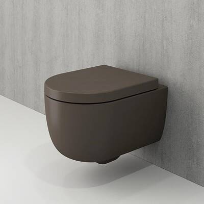 Bocchi V-Tondo Rimless Asma Klozet Kanalsız Kısa Kapak Hariç Mat Kahverengi 1417-025-0128 - BOCCHI (1)