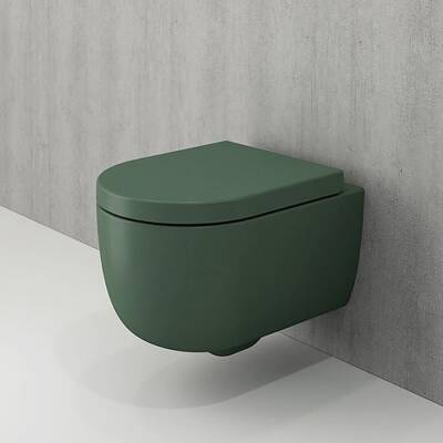 Bocchi V-Tondo Rimless Asma Klozet Kanalsız Kısa Kapak Hariç Mat Yeşil 1417-027-0128 - BOCCHI (1)