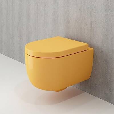 Bocchi V-Tondo Rimless Asma Klozet Kanalsız Kısa Kapak Hariç Parlak Mandalina Sarısı 1417-021-0128 - BOCCHI (1)