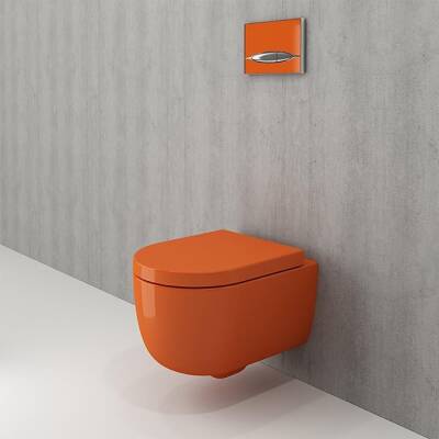 Bocchi V-Tondo Rimless Asma Klozet Kanalsız Kısa Kapak Hariç Parlak Turuncu 1417-012-0128 - BOCCHI (1)