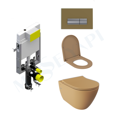 Bocchi Venezia Rimless Asma Klozet - Mat Kaşmir Set (/Kapak Dahil) + Gömme Rezervuar Seti - BOCCHI