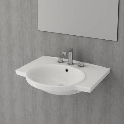 Bocchi Verona Lavabo Üç Armatür Delikli 65 Cm Parlak Beyaz 1043-061-0127 - BOCCHI