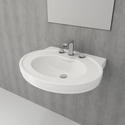 Bocchi Verona Lavabo Üç Armatür Delikli 70 cm Parlak Beyaz 1047-061-0127 - BOCCHI (2)