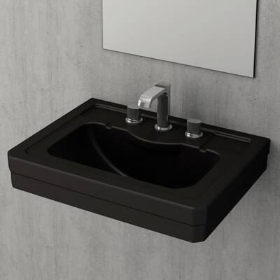 Bocchi Verona Tek Armatür Delikli Lavabo 61 cm Mat Siyah 1041-004-0126 - BOCCHI
