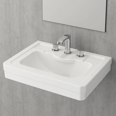 Bocchi Verona Üç Armatür Delikli Lavabo 61 cm Parlak Beyaz 1041-061-0127 - BOCCHI