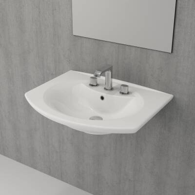 Bocchi Verona Üç Armatür Delikli Lavabo 70 cm Parlak Beyaz 1045-061-0127 - BOCCHI
