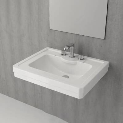 Bocchi Verona Üç Armatür Delikli Lavabo 71 cm Parlak Beyaz 1040-061-0127 - BOCCHI (1)