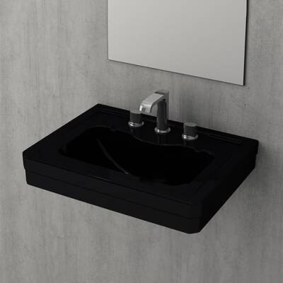 Bocchi Verona Üç Armatür Delikli Lavabo 71 cm Parlak Siyah 1040-005-0127 - BOCCHI (1)