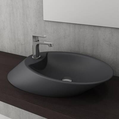 Bocchi Vessel Batarya Banklı Çanak Lavabo 72 cm Mat Antrasit 1021-020-0126 - BOCCHI (1)