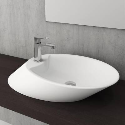 Bocchi Vessel Batarya Banklı Çanak Lavabo 72 cm Mat Beyaz 1021-002-0126 - BOCCHI (1)