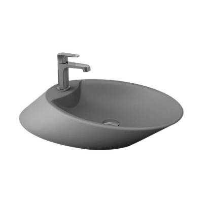 Bocchi Vessel Batarya Banklı Çanak Lavabo 72 cm Mat Gri 1021-006-0126 - BOCCHI