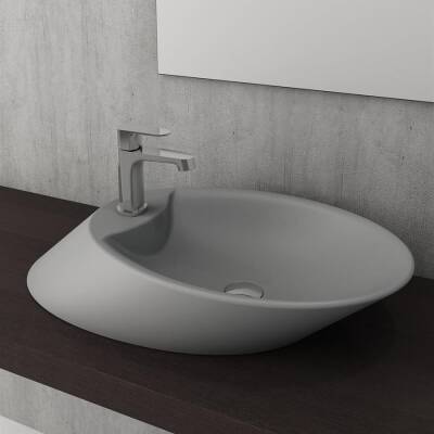 Bocchi Vessel Batarya Banklı Çanak Lavabo 72 cm Mat Gri 1021-006-0126 - BOCCHI (1)