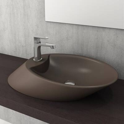 Bocchi Vessel Batarya Banklı Çanak Lavabo 72 cm Mat Kahverengi 1021-025-0126 - BOCCHI (1)