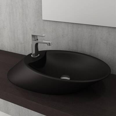 Bocchi Vessel Batarya Banklı Çanak Lavabo 72 cm Mat Siyah 1021-004-0126 - BOCCHI (1)