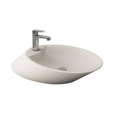 Bocchi Vessel Batarya Banklı Çanak Lavabo 72 cm Parlak Bisküvi 1021-014-0126 - BOCCHI