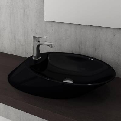 Bocchi Vessel Batarya Banklı Çanak Lavabo 72 cm Parlak Siyah 1021-005-0126 - BOCCHI (1)