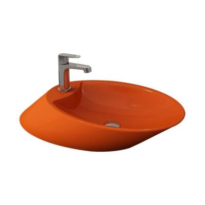 Bocchi Vessel Batarya Banklı Çanak Lavabo 72 cm Parlak Turuncu 1021-012-0126 - BOCCHI