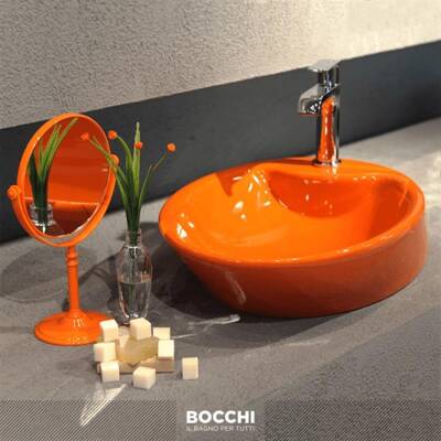 Bocchi Vessel Batarya Banklı Çanak Lavabo 72 cm Parlak Turuncu 1021-012-0126 - BOCCHI (2)