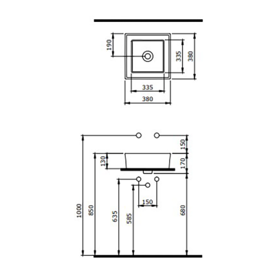 Bocchi Vessel Kare Tezgah Üstü Lavabo 38 cm Mat Petrol Mavisi - BOCCHI (1)