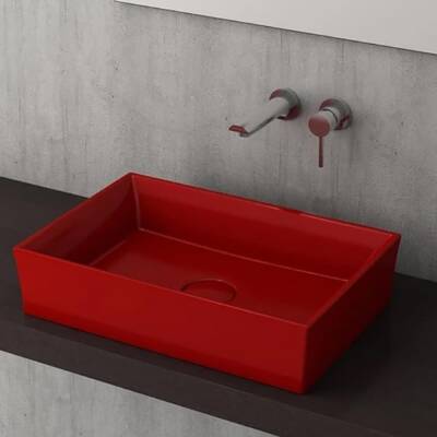 Bocchi Vessel Lavabo Dikdörtgen Parlak Kırmızı 1172-019-0125 - BOCCHI