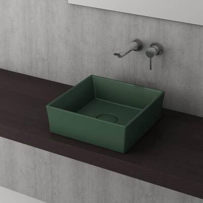 Bocchi Vessel Tezgah Üstü Lavabo 38x38 Cm Mat Yeşil 1173-027-0125 - BOCCHI