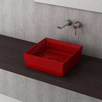Bocchi Vessel Tezgah Üstü Lavabo 38x38 Cm Parlak Kırmızı 1173-019-0125 - BOCCHI