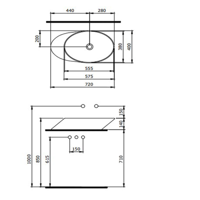 Bocchi Vessel Yatay Çanak Lavabo 72 cm, Mat Bronz - BOCCHI (1)