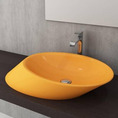 Bocchi Vessel Yatay Çanak Lavabo 72 cm Parlak Mandalina Sarısı 1013-021-0125 - BOCCHI (1)