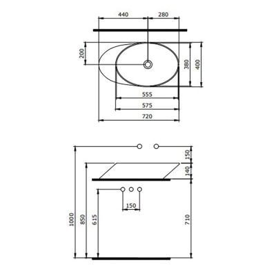 Bocchi Vessel Yatay Çanak Lavabo 72 cm P.Burgonya Bordosu - BOCCHI (1)