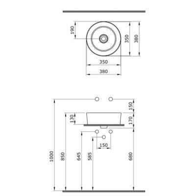 Bocchi Vessel Yuvarlak Çanak Lavabo 38 cm Mat Yasemin 1174-007-0125 - BOCCHI (1)