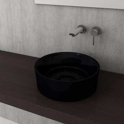 Bocchi Vessel Yuvarlak Çanak Lavabo 38 cm Parlak Siyah 1174-005-0125 - BOCCHI (1)