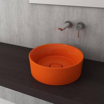 Bocchi Vessel Yuvarlak Çanak Lavabo 38 cm Parlak Turuncu 1174-012-0125 - BOCCHI (1)