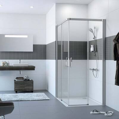 Design Pure Kare 90x90 Cm Duşakabin Parlak/Mat Profil - HÜPPE