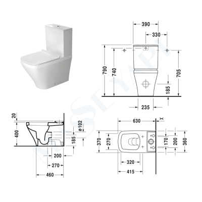 DuraStyle Takım Klozet Rezervuar + Amortisörlü Kapak - DURAVİT (1)