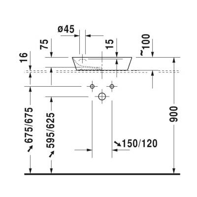 Duravit Cape Cod Batarya Delikli Çanak Lavabo 46 cm - 2340460000 - DURAVİT (2)
