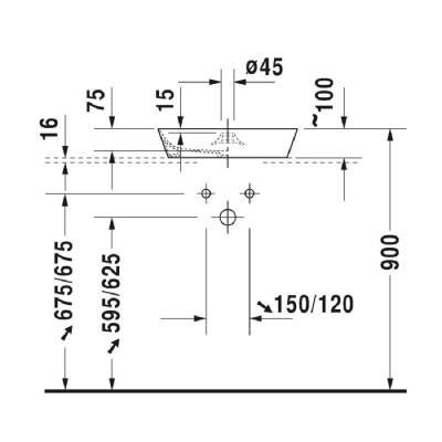 Duravit Cape Cod Batarya Delikli Çanak Lavabo 48 cm - 2328480000 - DURAVİT (2)