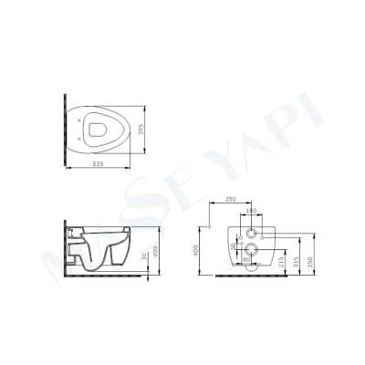 Etna Asma Klozet - Parlak Bisküvi Set (Kapak Dahil ) - BOCCHI (2)