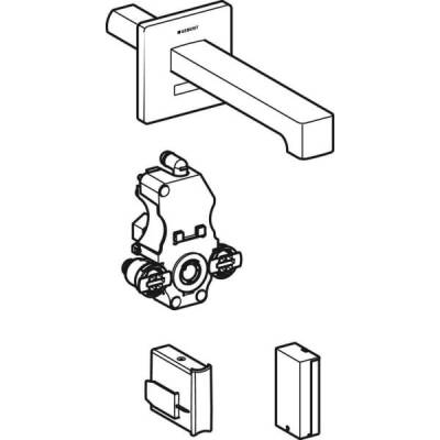 Geberit Brenta lavabo bataryası, ankastre, pilli, sıva altı fonksiyon kutusu ile: Parlak krom, L=17cm, Mikser=Mikserli - GEBERİT (1)