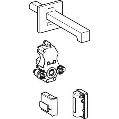 Geberit lavabo bataryası Brenta, ankastre, jeneratörlü, sıva altı fonksiyon kutusu için: Parlak krom, L=22cm, Mikser=Miksersiz - GEBERİT (1)