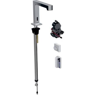 Geberit lavabo bataryası Brenta, tezgah üstü, jeneratörlü, sıva altı fonksiyon kutusu ile: Parlak krom, Mikser=Miksersiz - GEBERİT