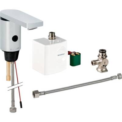 Geberit lavabo bataryası Tip 186, jeneratörlü: Parlak krom, Mikser=Tezgah altı mikserli - GEBERİT