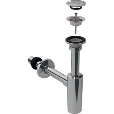 Geberit lavabo sifonu, kapak ve adaptör conta, yatay çıkış: d=32mm, G=1 1/4', Parlak krom - GEBERİT