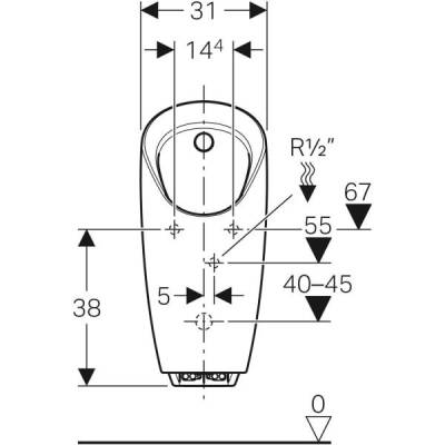 Geberit pisuvar Preda, entegre deşarj kontrollü, pilli: Giriş=Arka, Beyaz - GEBERİT (2)